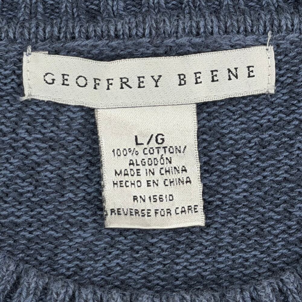Geoffrey Beene Blue Argyle Ivy League Preppy Diamond-Cross Cotton Sweater L - Picture 4 of 6